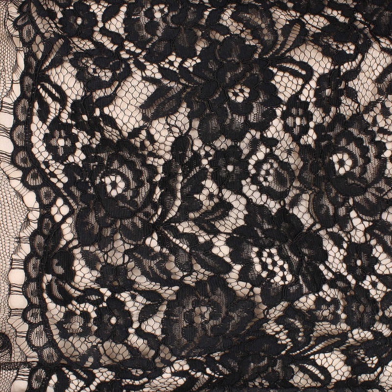 Flora Lace 39081 – 02 Black | European Textiles