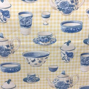 Demitasse fabric by Waverly with Teacups