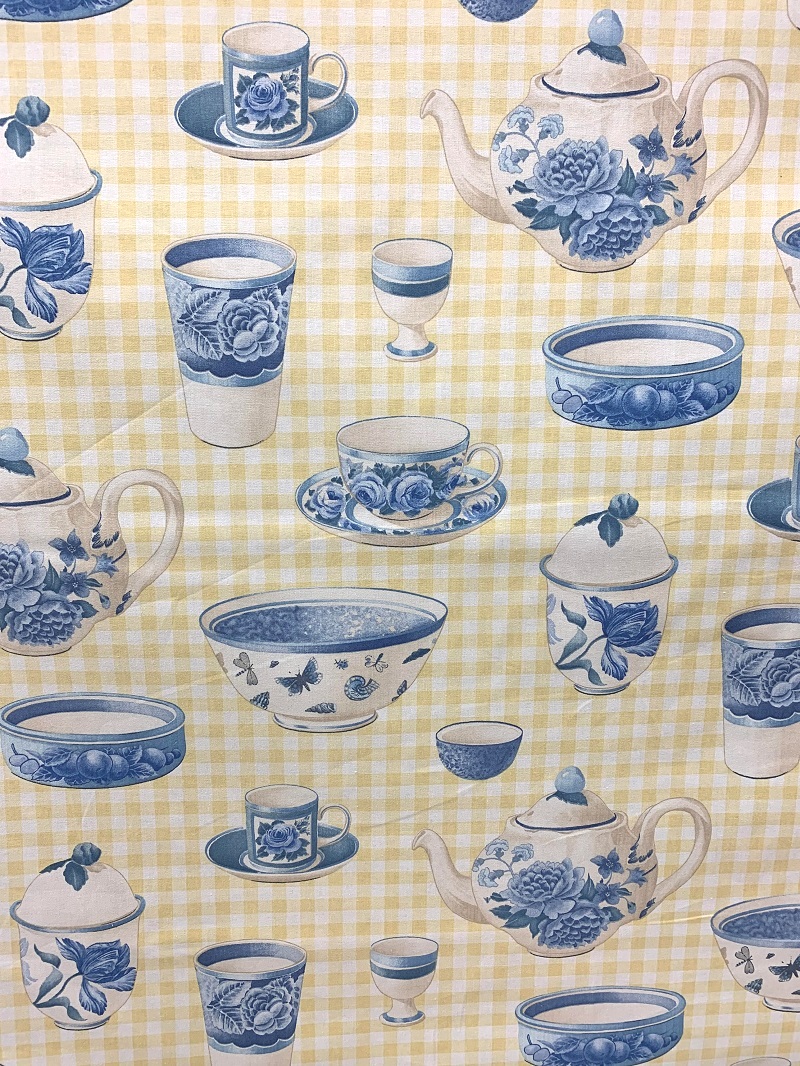 Demitasse fabric by Waverly with Teacups
