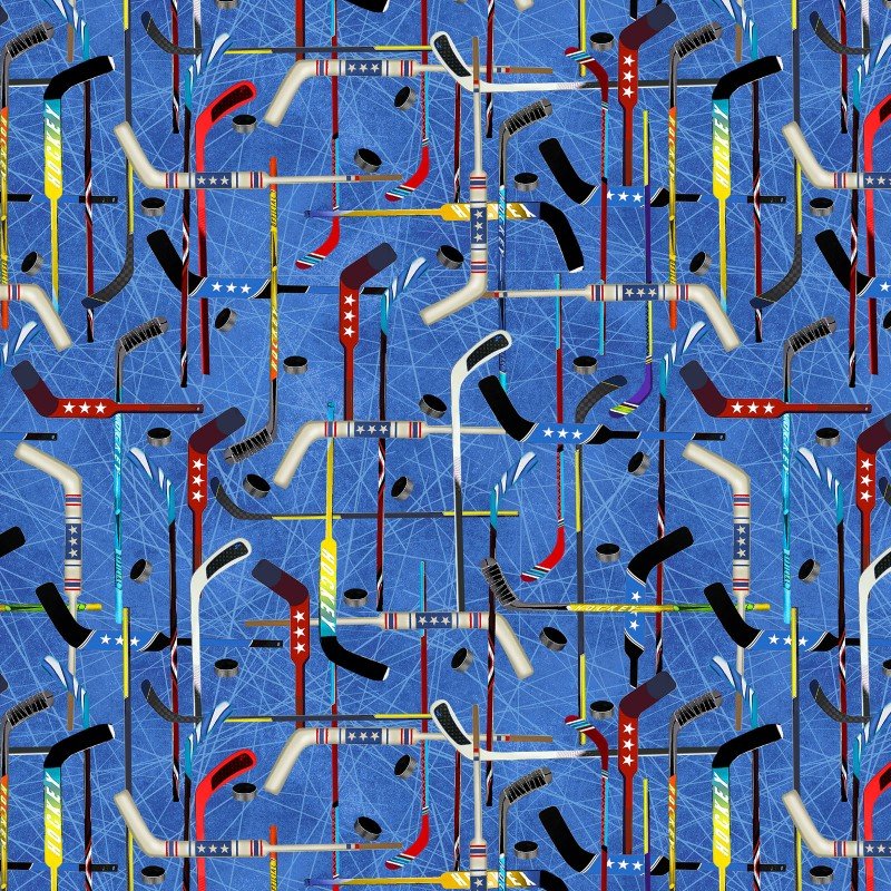 Hockey sticks on fabric by Kanvas Studio