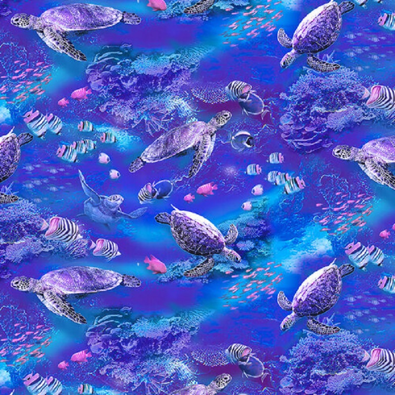 Sea turtles on fabric by Lorenzo Tempesta