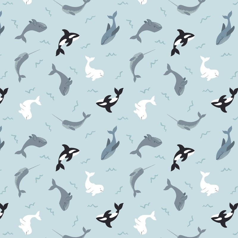 Whales on fabric by Lewis and Irene Small Things Collection