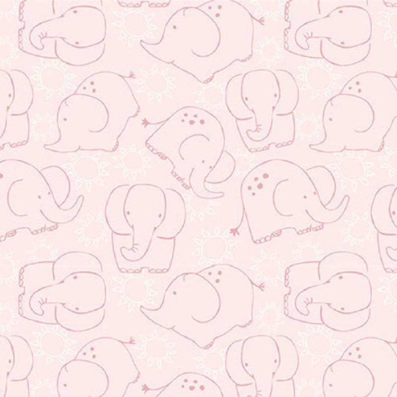 Elephant allover on cotton fabric
