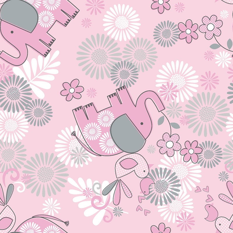 Bird Elephant Flannelette 12428 - Blush