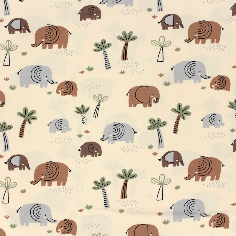 Elephants Cotton Jersey 23619 - 052 Beige