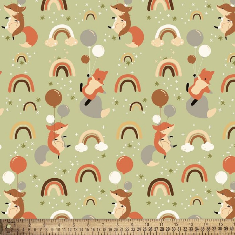Foxes and Rainbows Flannel DX-2626-4F-2