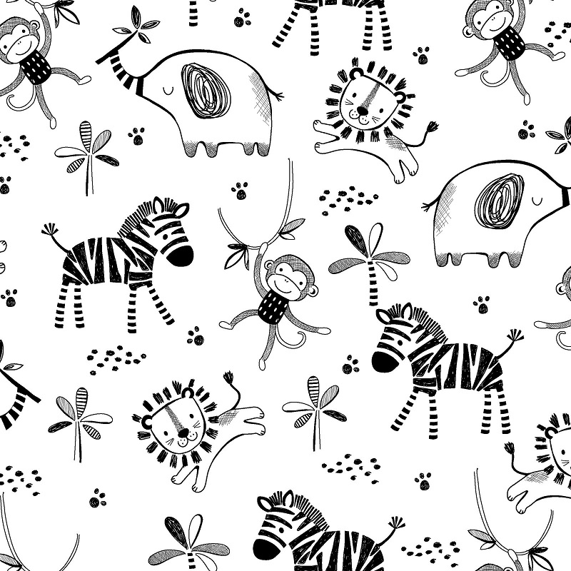 Safari Flannelette 15794 - Black White