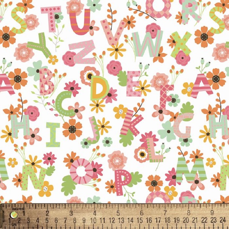 Spring Alphabet Floral Flannel DX-1719-4F-1