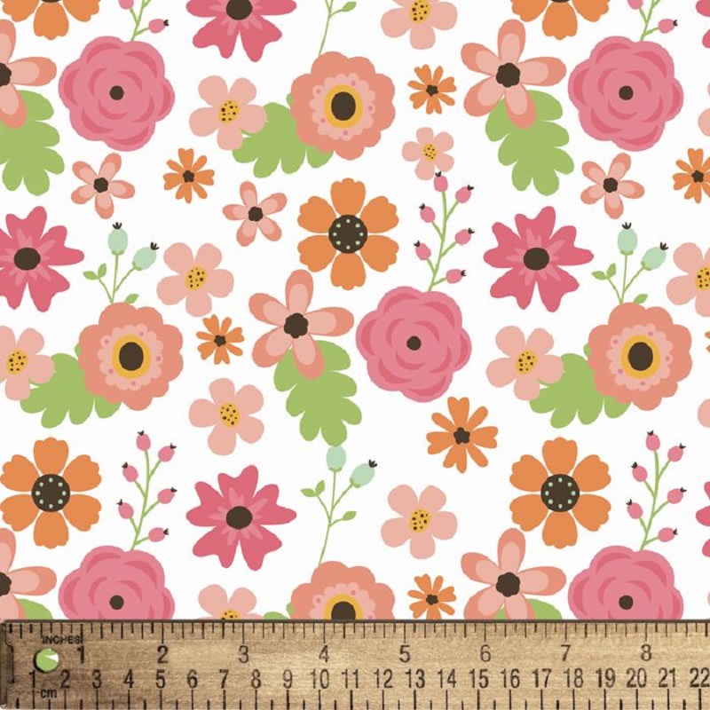 Spring Flowers Flannel DX-1720-4F-1 White