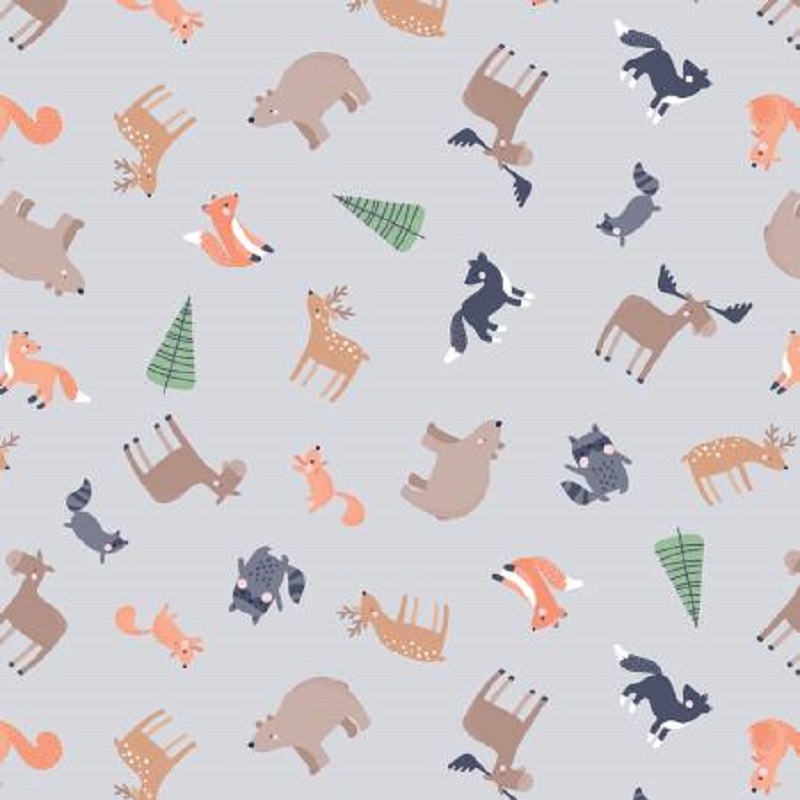 Cozy Forest Animals Flannel 14715F - 08 Grey