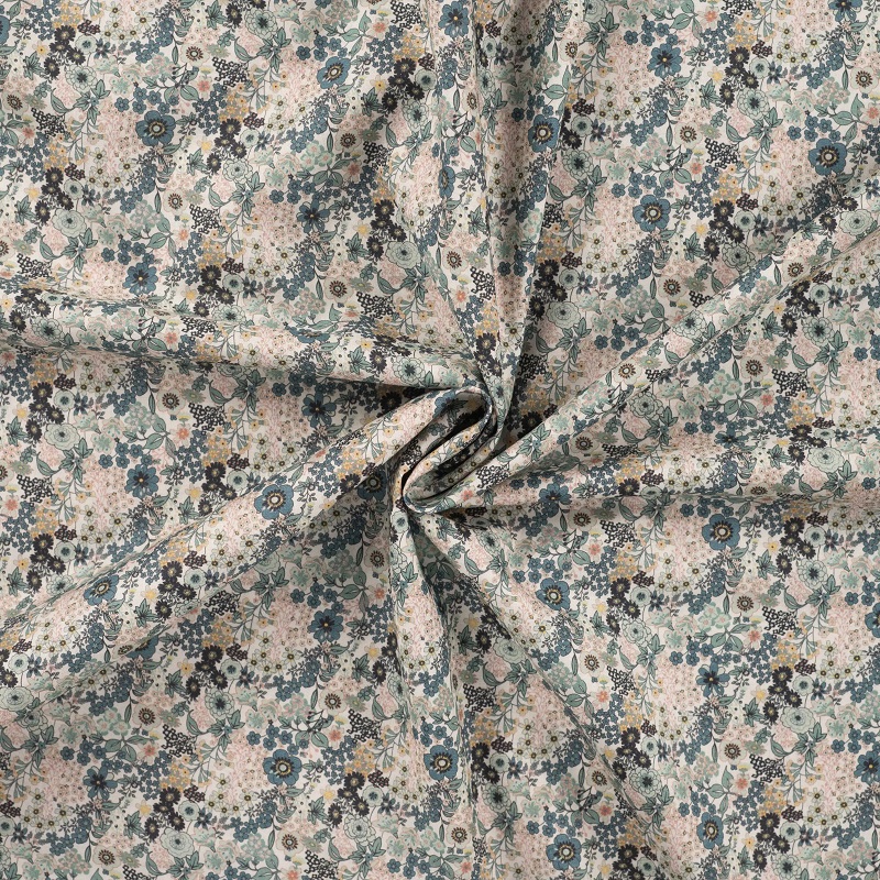 Cotton Voile Flowers 7007 - 011 Light Pink Brown