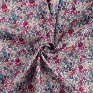 Cotton Voile Flowers 7007 - 013 Pale Pink Deep Red