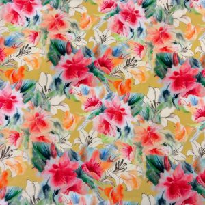 Digital Picasso Poplin Print 47064 - 01 Citrus Coral