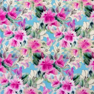 Digital Picasso Poplin Print 47064 - 02 Sky Fuchsia