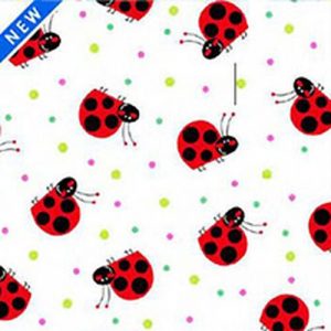 Comfy Flannel Ladybugs with Dots 1019 - 8 White